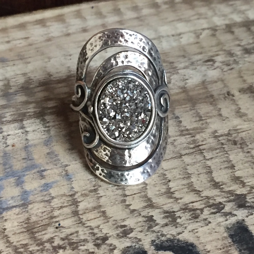 Sterling silver 925 silver druzy artisan ring 7